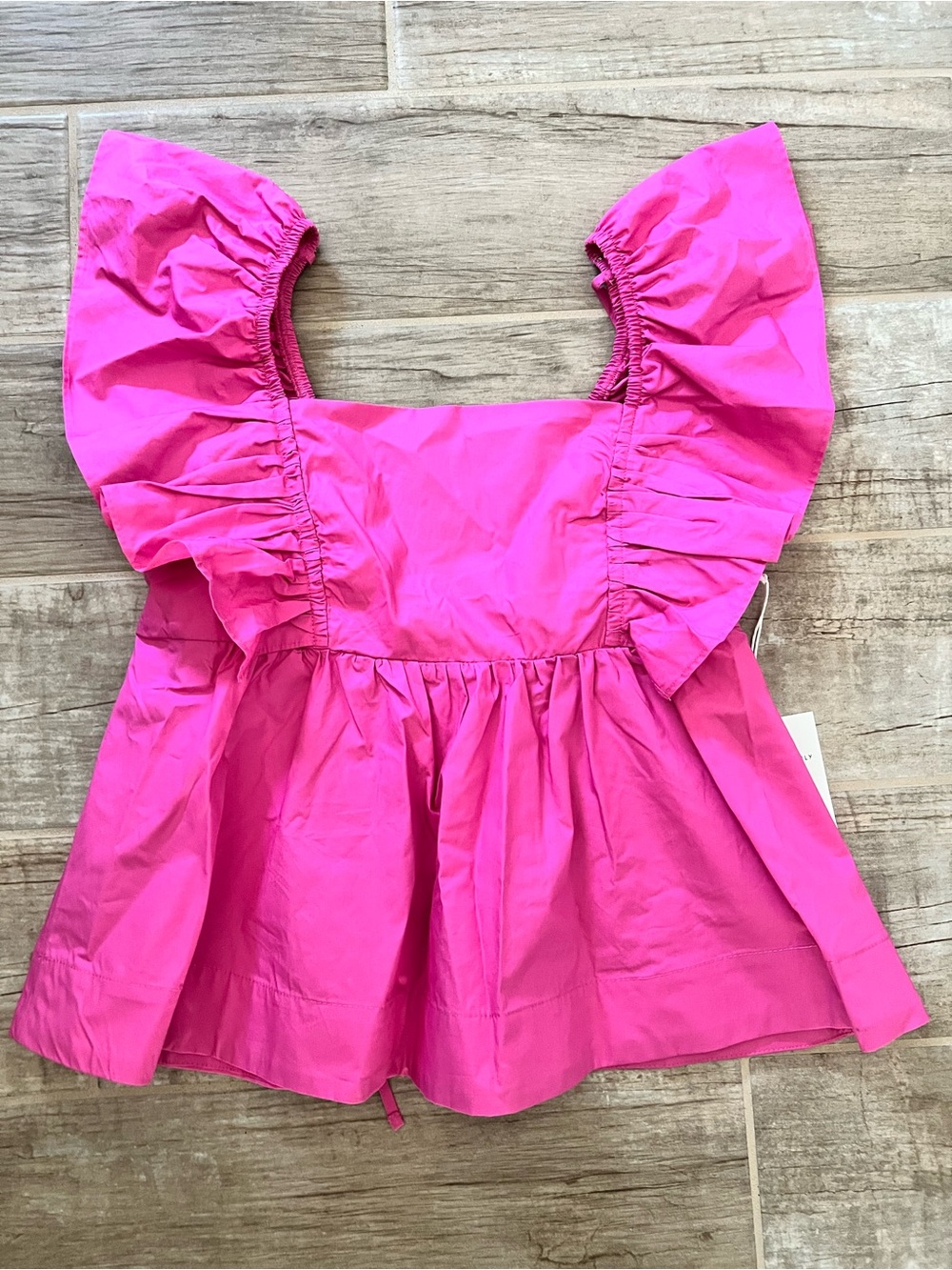 Ruffled Square-Neck Tunic in Bright Pink